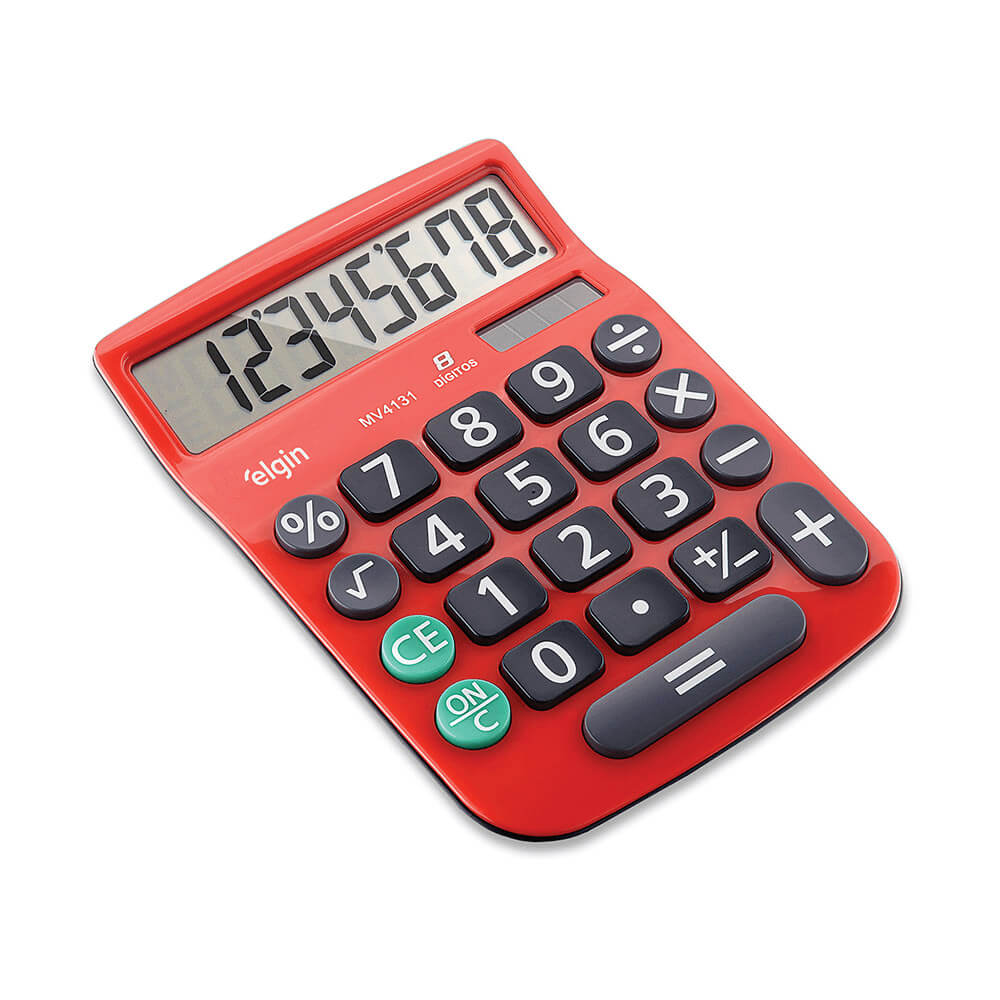 Calculadora De Mesa 8 Dígitos Mv-4131 Vermelha