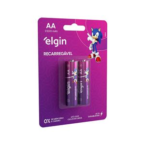 Pilha recarregável AA 2500mAh Elgin com 2 unidades Comum