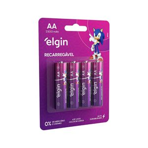 Pilha recarregável AA 2500Mah Elgin com 4 unidades Comum