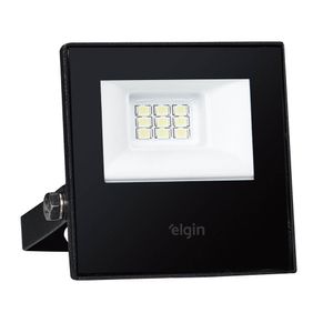 Refletor LED 10W 6500K Elgin Preto Bivolt Luz Branca Fria