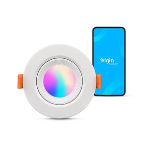 Luminária LED Ecospot Inteligente 5W 3000-6500k Elgin Redonda WIFI RGB Bivolt Compatível com Alexa e Google Home