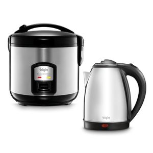 Kit Panela de Arroz Elétrica 1,8L e Chaleira Elétrica 1,8L 110V