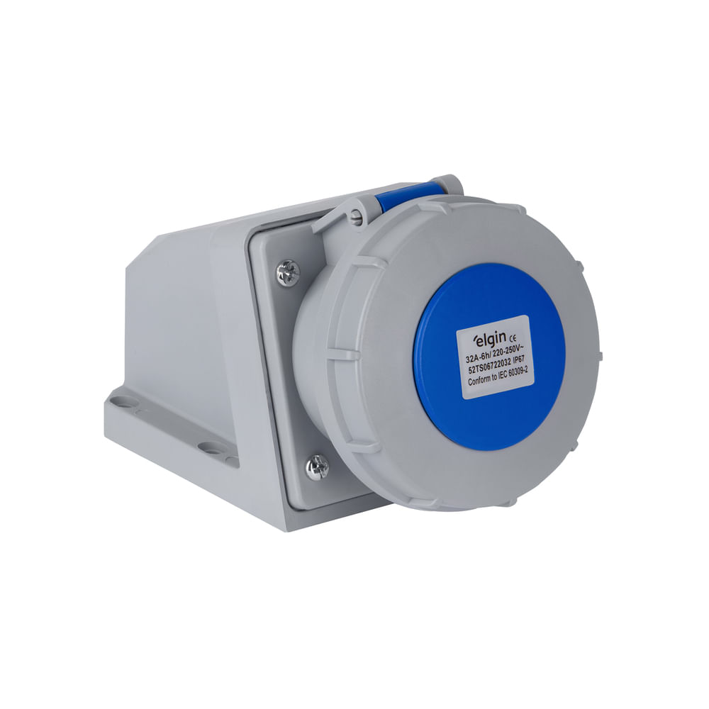Tomada Industrial de Sobrepor IP67 (220/240V) - 2P e T 16A Azul