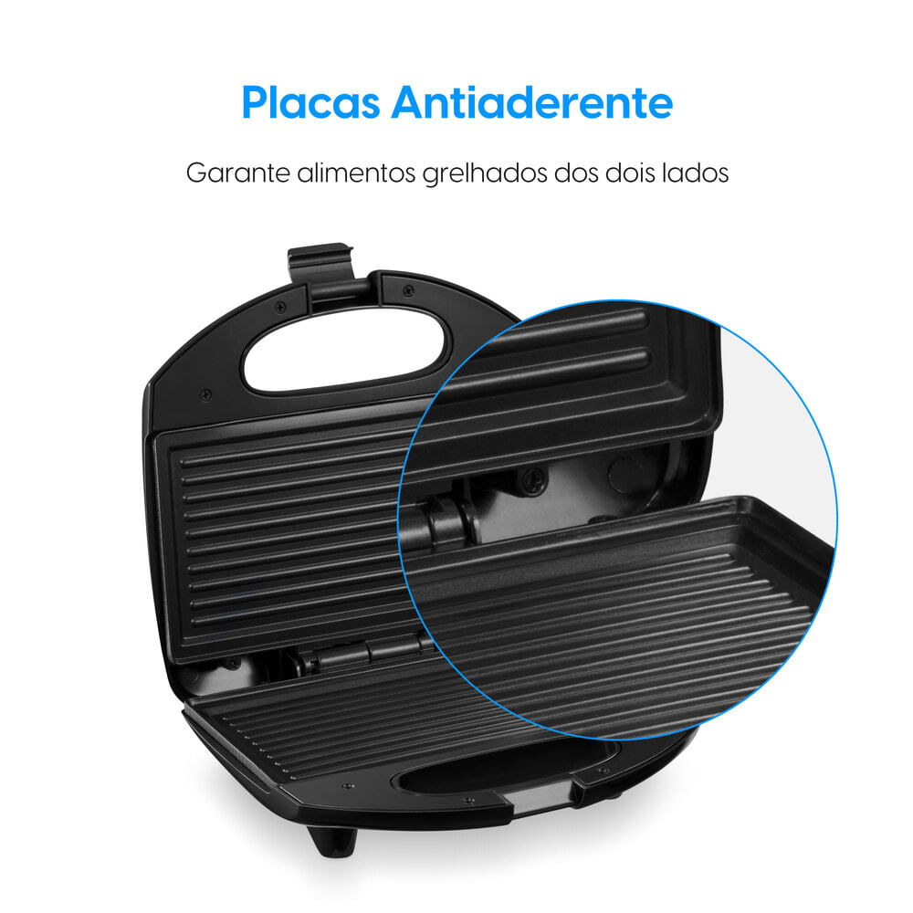 Sanduicheira 2 em 1 - Luz Indicadora Trava de Fechamento 800W - Elgin