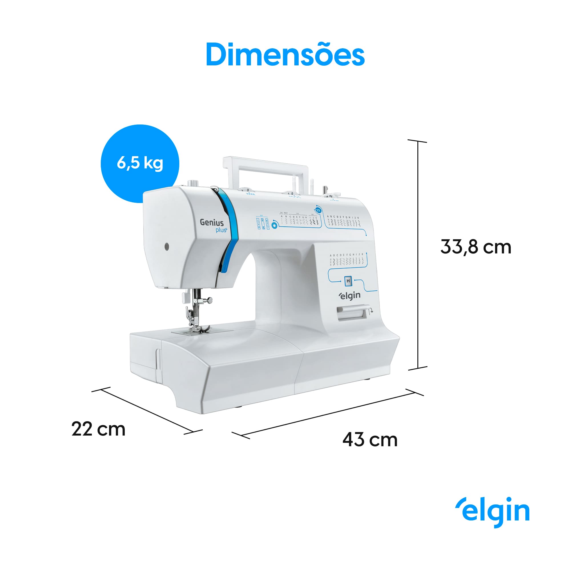 Máquina de Costura Genius Plus - 31 Pontos Braço Livre LED